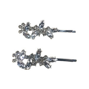 Stars Ablaze Hair Barrette Tension Clip Silver Tone Faux Pearls Party Weddingt